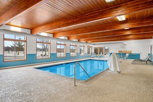Indoor pool, open 9 AM to 9 PM, sun loungers