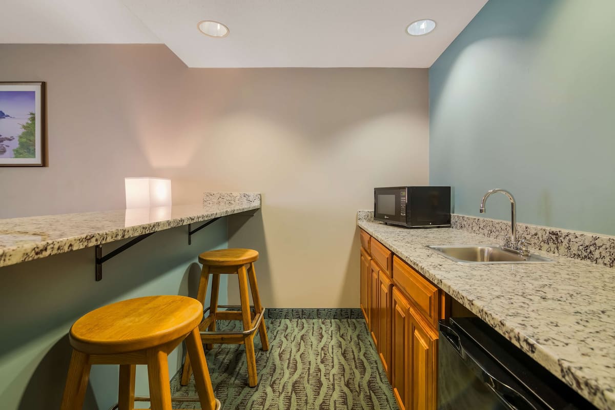 suite, 1 king bed, non smoking, refrigerator & microwave (oversized room) | premium bedding, in-room safe, desk, laptop workspace