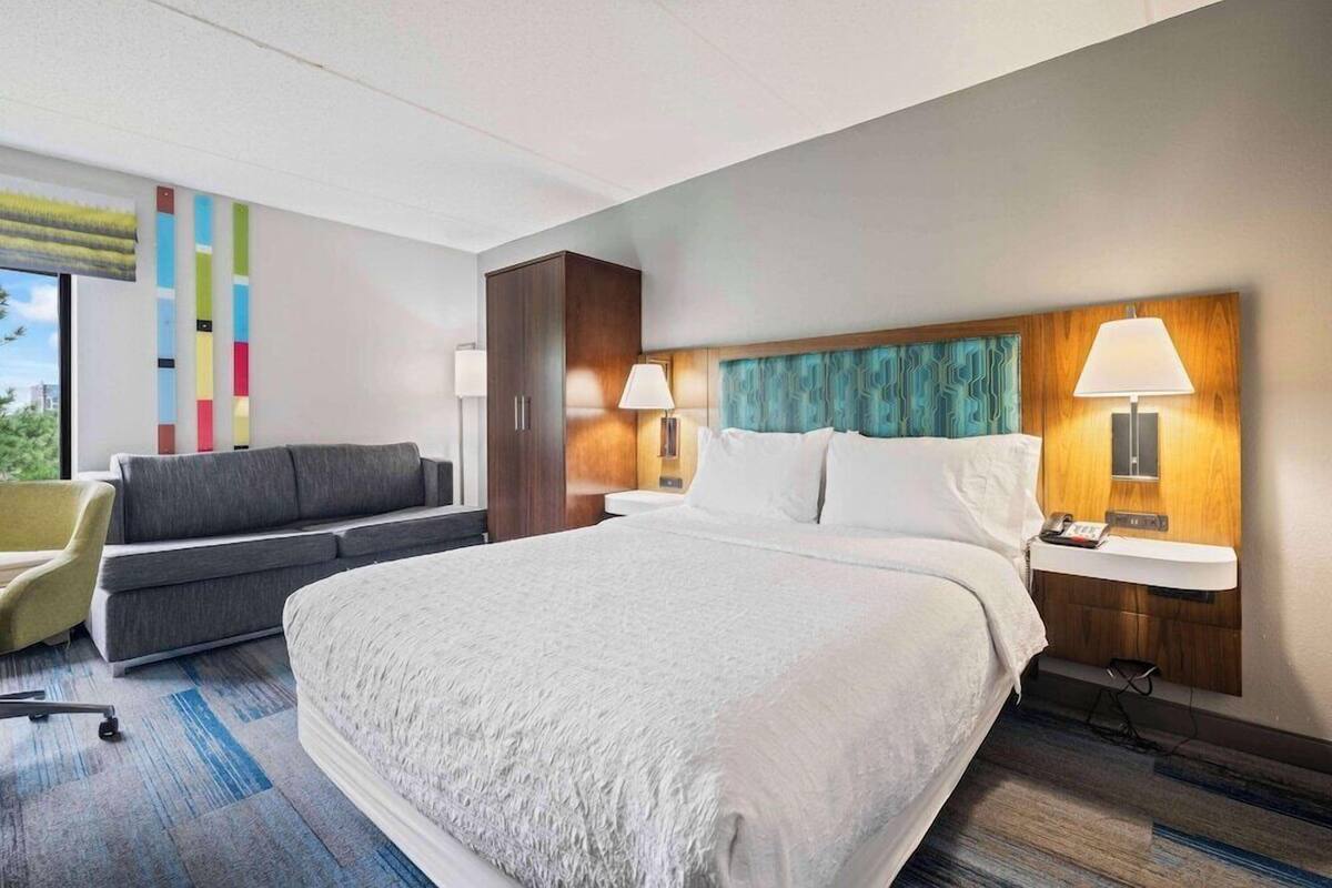 In-room safe, desk, laptop workspace, iron/ironing board