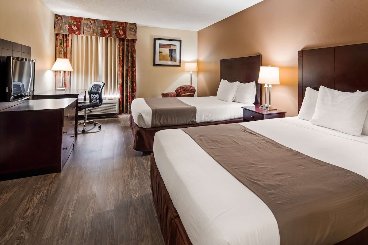 Standard Room, 2 Queen Beds, Non Smoking, Microwave | Desk, iron/ironing board, free cots/infant beds, rollaway beds