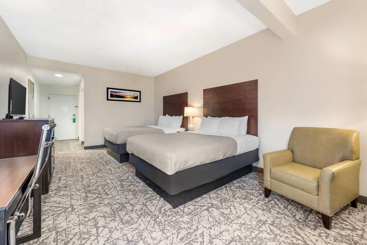 Suite, 2 Queen Beds, Non Smoking | In-room safe, desk, blackout drapes, iron/ironing board