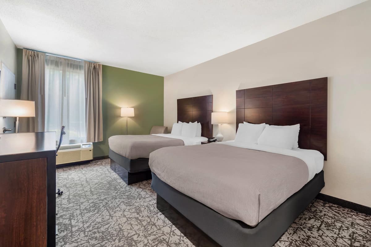 Room, 2 Queen Beds, Accessible, Non Smoking | In-room safe, desk, blackout drapes, iron/ironing board