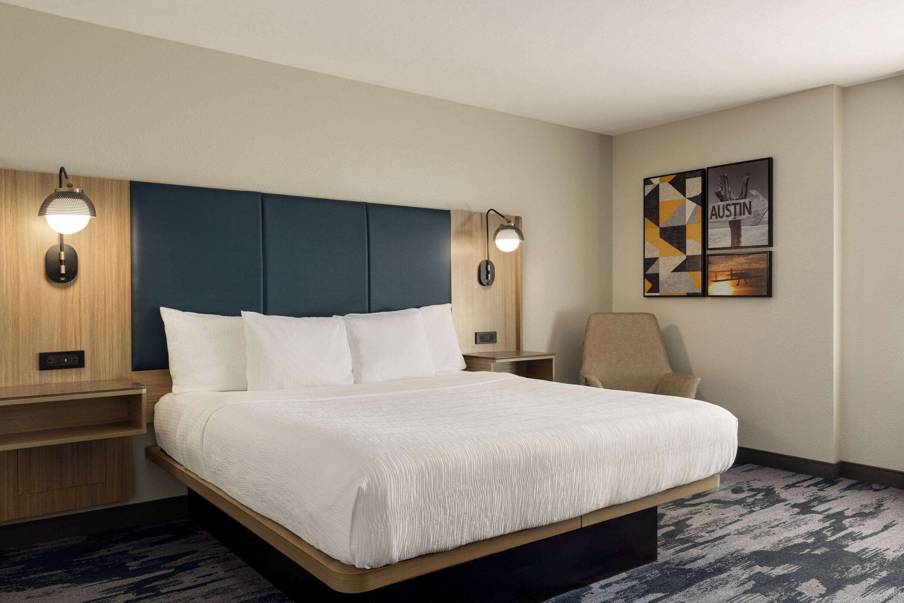 Pillow-top beds, desk, blackout curtains, iron/ironing board