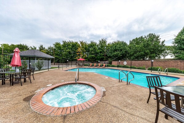 Outdoor pool, pool umbrellas