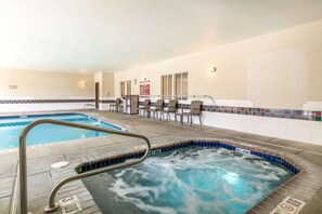 Indoor pool, open 7:30 AM to 10:00 PM, pool loungers