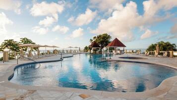 2 outdoor pools, pool umbrellas, sun loungers