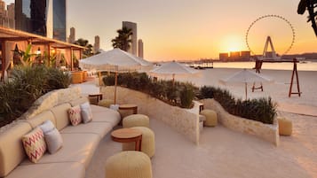 Private beach, free beach cabanas, sun-loungers, beach umbrellas