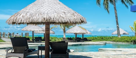 Outdoor pool, sun loungers