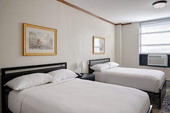 Gold, 2 Full Beds | Down comforters, in-room safe, individually decorated at Night Hotel Broadway