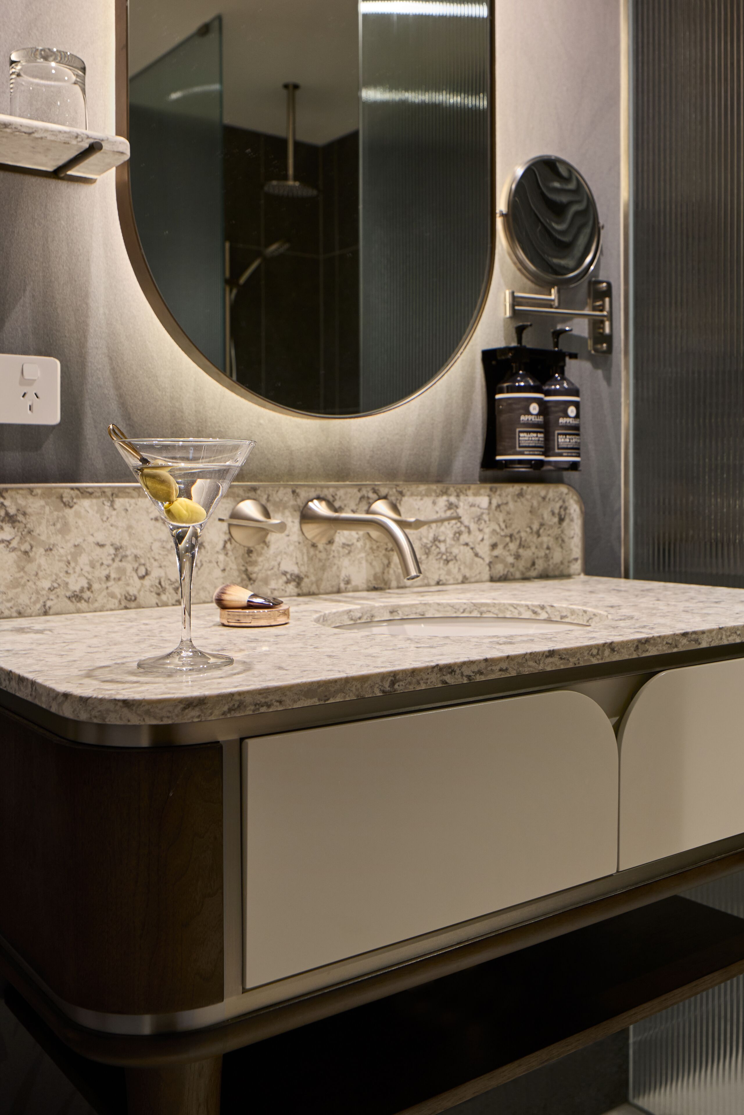 new york style loft suite with king bed | bathroom | designer toiletries, hair dryer, bathrobes, towels