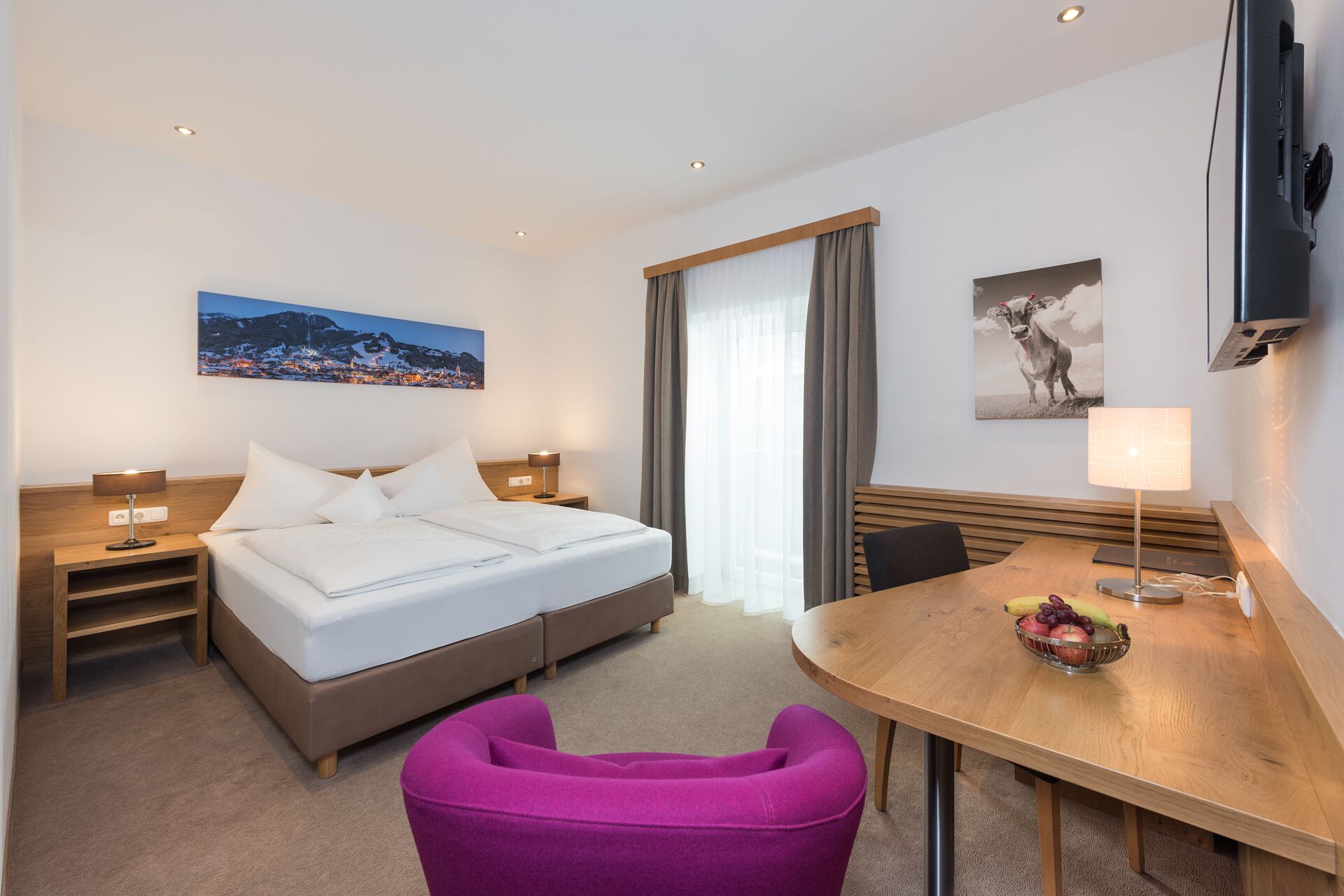 double room, balcony, mountain view | hypo-allergenic bedding, down duvets, in-room safe