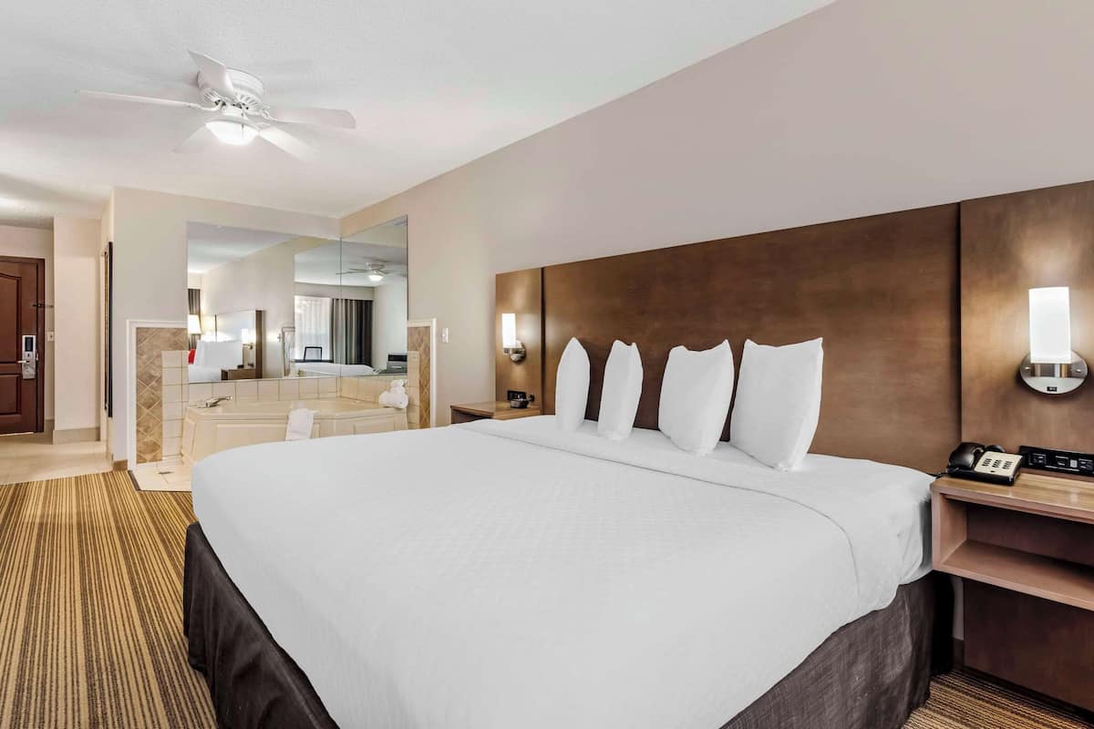 Room, 1 King Bed, Non Smoking, Fireplace | 1 bedroom, hypo-allergenic bedding, desk, blackout drapes