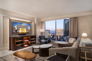 Strip View Penthouse Suite | Premium bedding, pillowtop beds, minibar, in-room safe at Bellagio