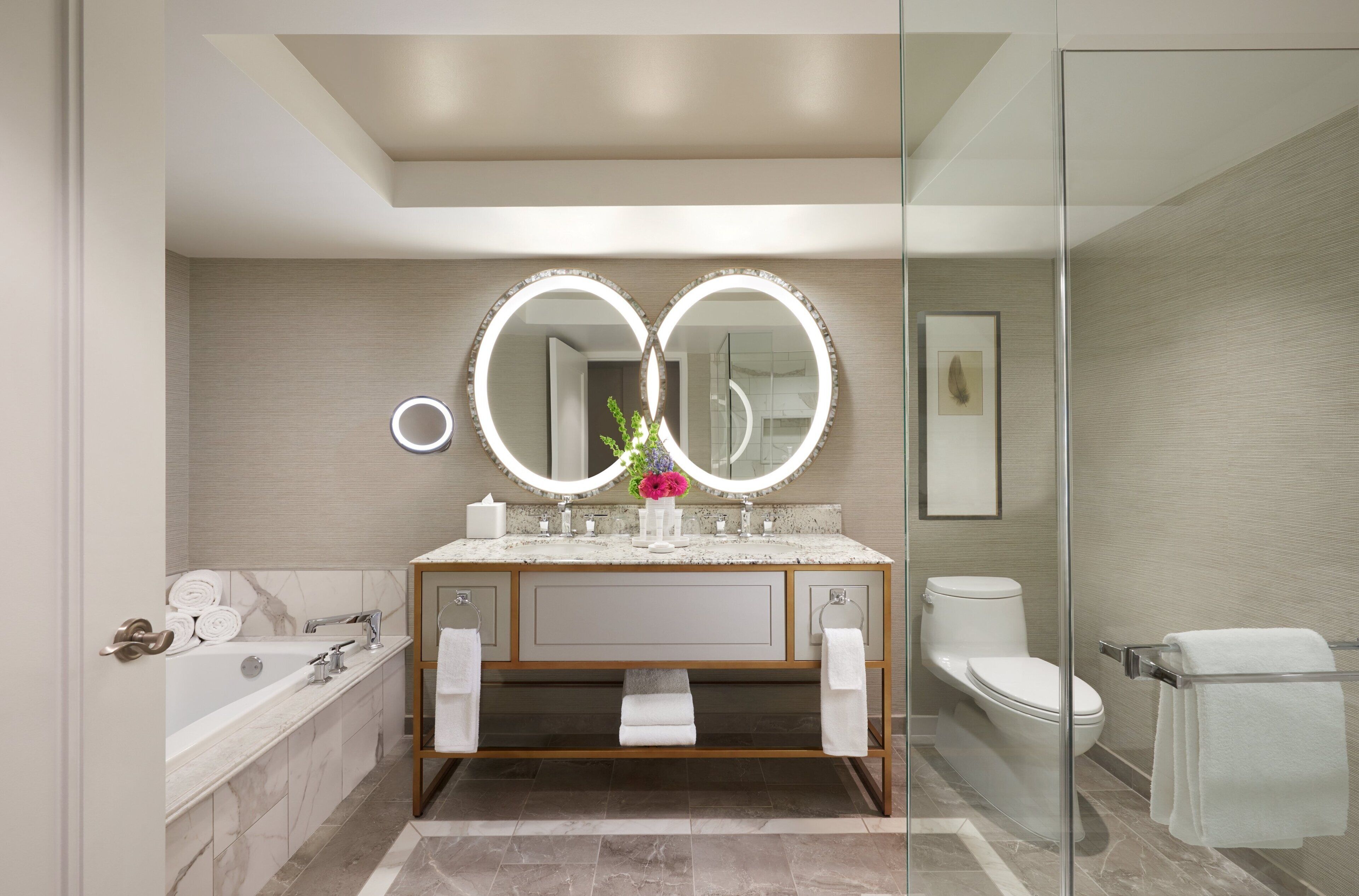 shower, eco-friendly toiletries, hair dryer, bathrobes