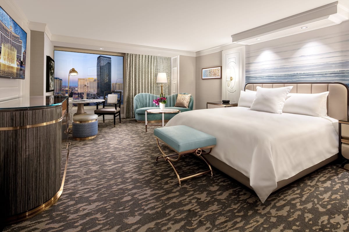 Strip View Spa King | 1 bedroom, premium bedding, pillow-top beds, minibar