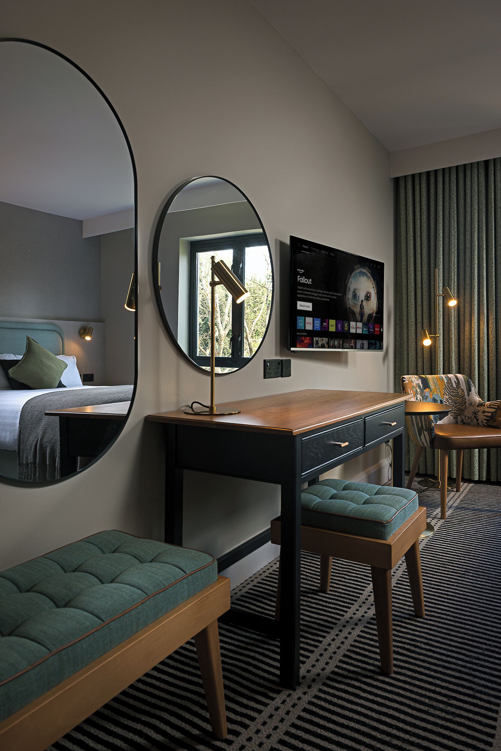 Premium bedding, desk, laptop workspace, free WiFi