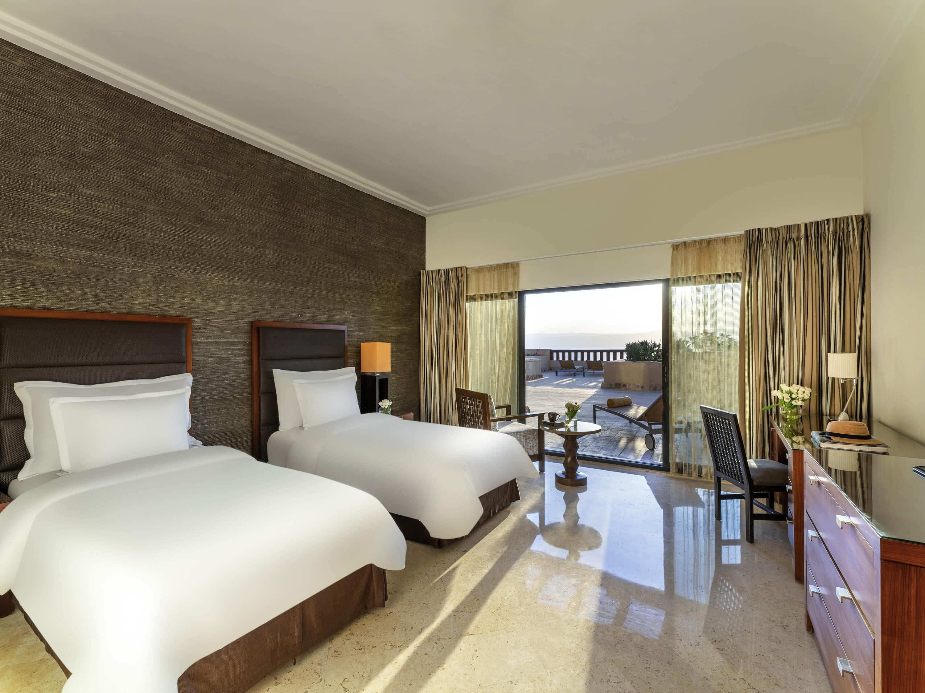 Premium Twin Room, 2 Twin Beds, Sea View | Free minibar items, in-room safe, desk, laptop workspace
