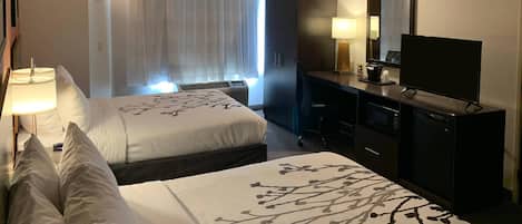 Down duvets, blackout curtains, iron/ironing board