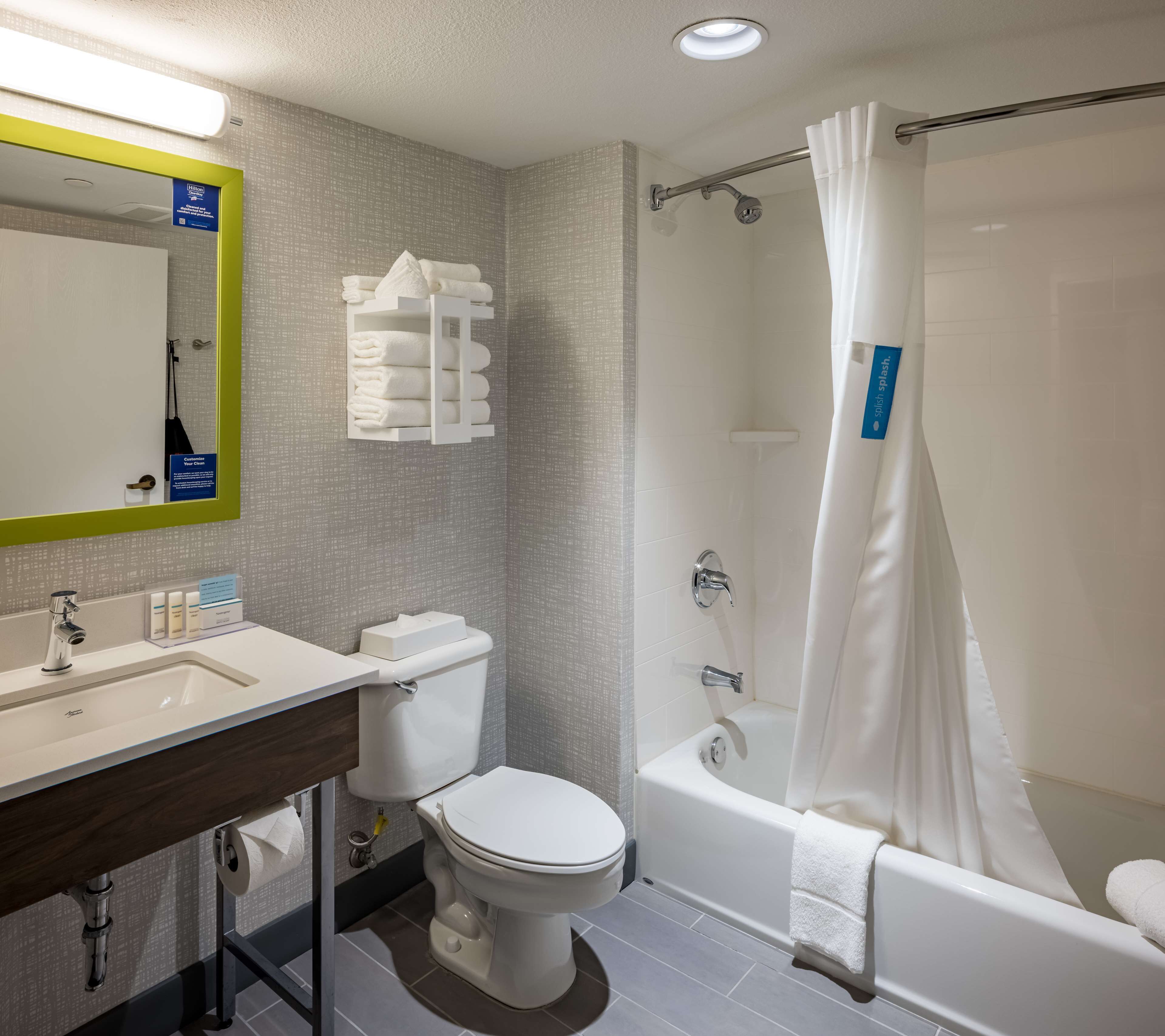 free toiletries, hair dryer, towels