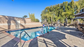 Outdoor pool, sun loungers