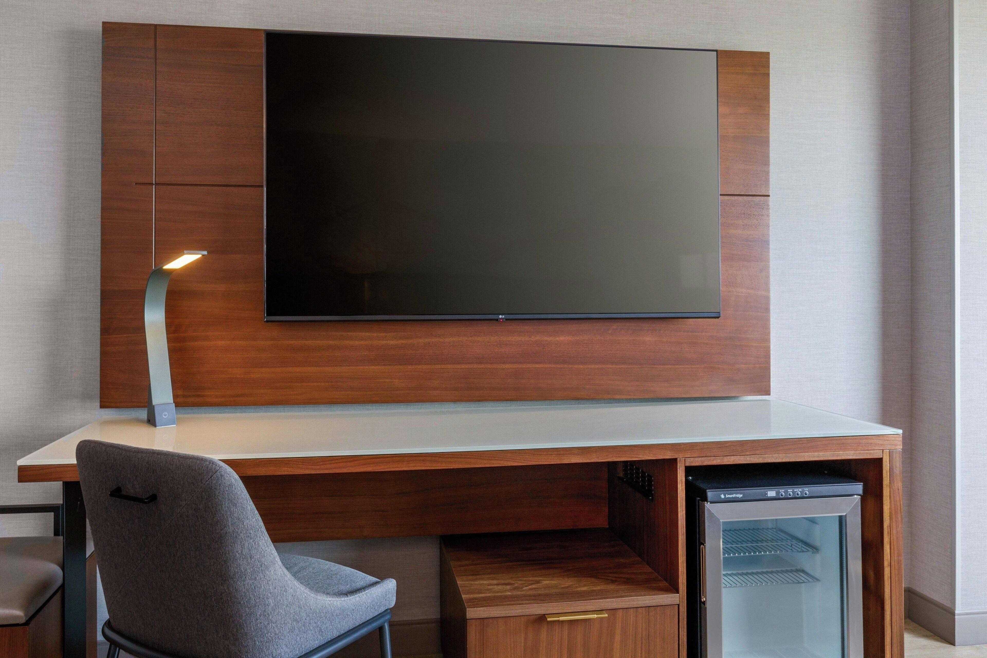 down duvets, desk, blackout curtains, iron/ironing board