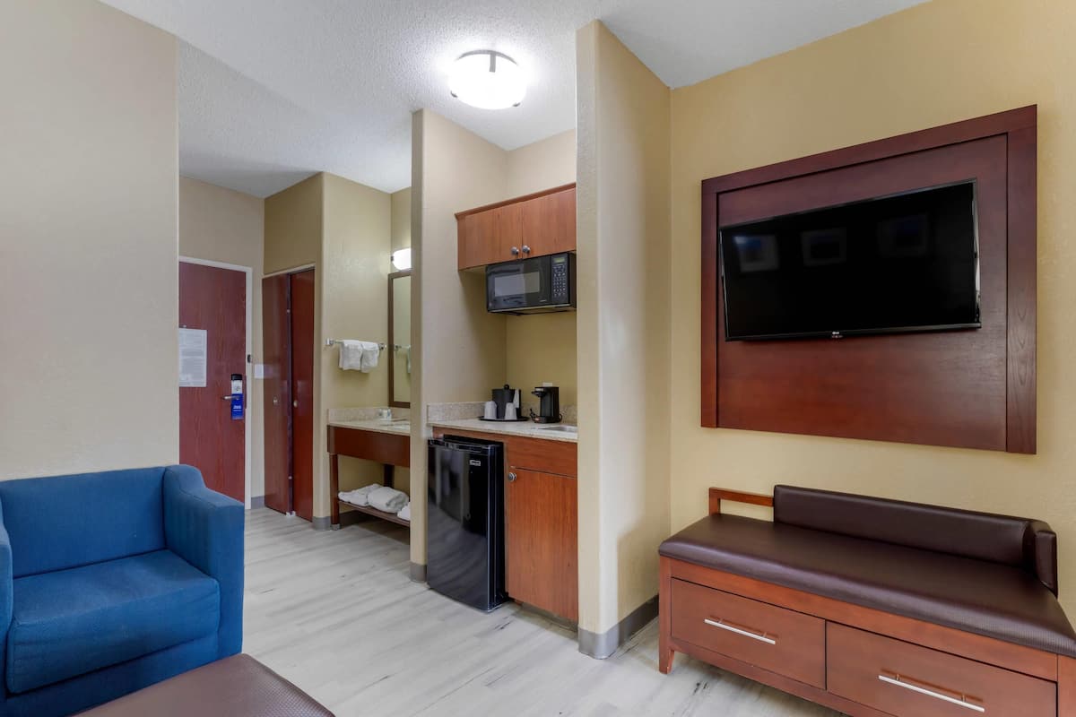 Suite, 1 letto king con divano letto, non fumatori | Una scrivania, postazione laptop, tende oscuranti, ferro/asse da stiro