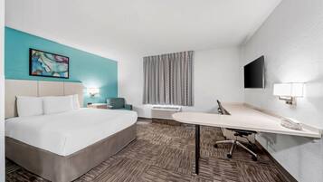 Kamer, 1 queensize bed, toegankelijk voor mindervaliden, niet-roken (Roll-In Shower) | Een bureau, een laptopwerkplek, verduisterende gordijnen