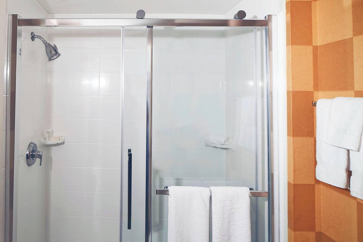 free toiletries, hair dryer, towels, soap