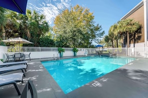 Outdoor pool, sun loungers