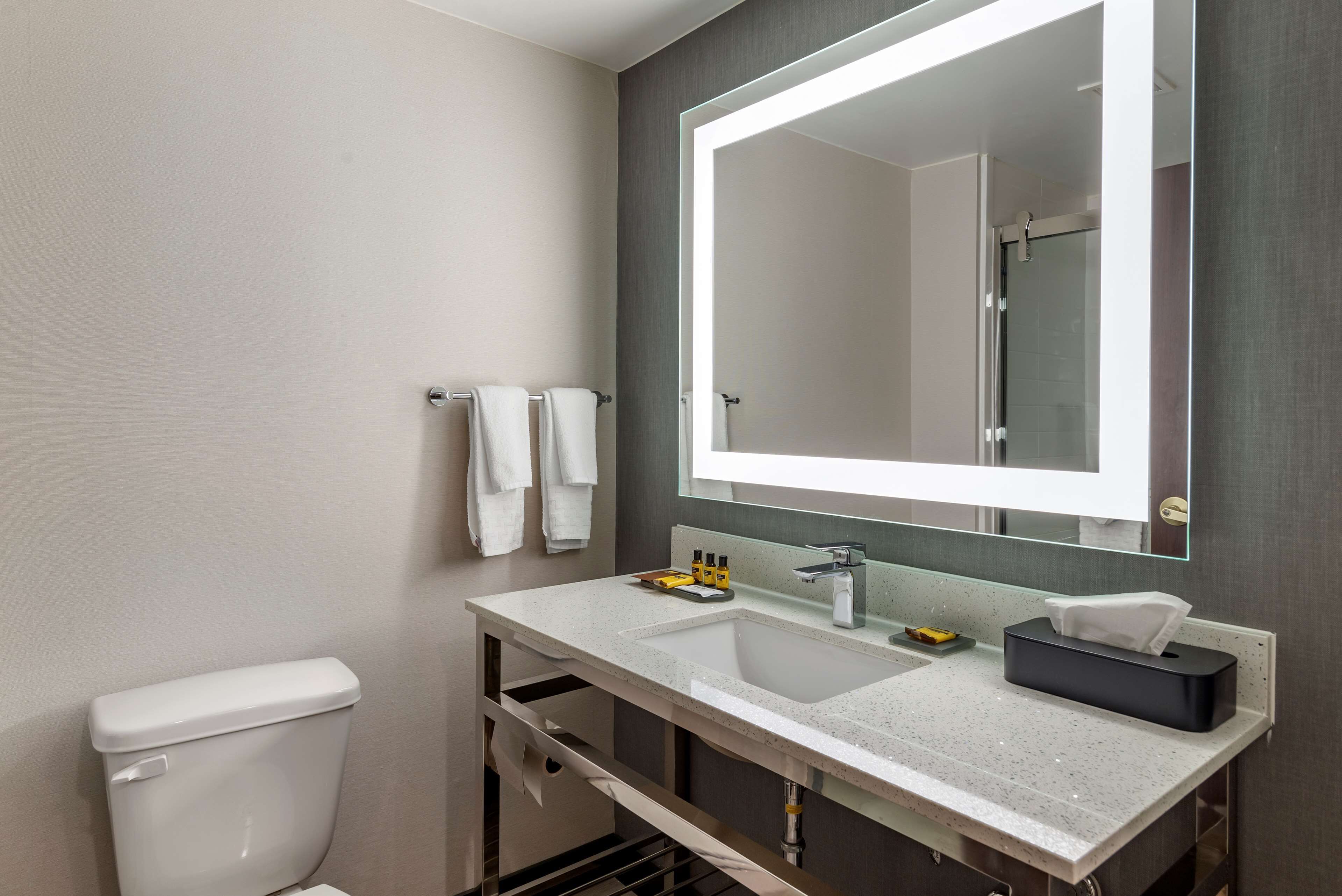 free toiletries, hair dryer, towels