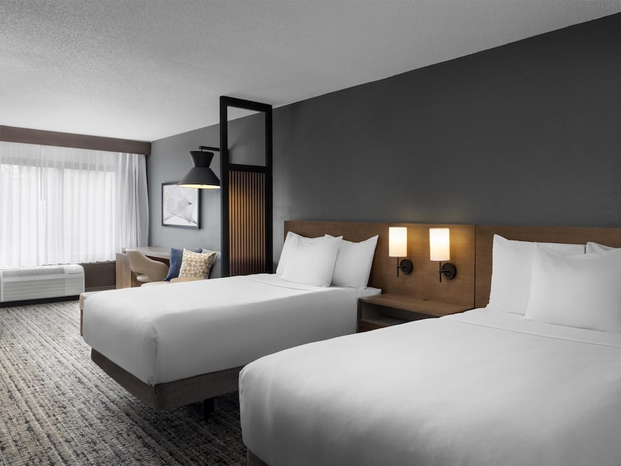 Premium bedding, desk, blackout drapes, iron/ironing board