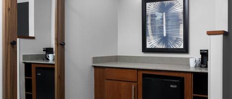 Premium bedding, desk, blackout curtains, iron/ironing board
