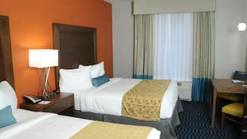 Premium bedding, pillowtop beds, blackout drapes, iron/ironing board