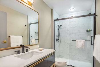 Bathroom shower at The Dagny Boston