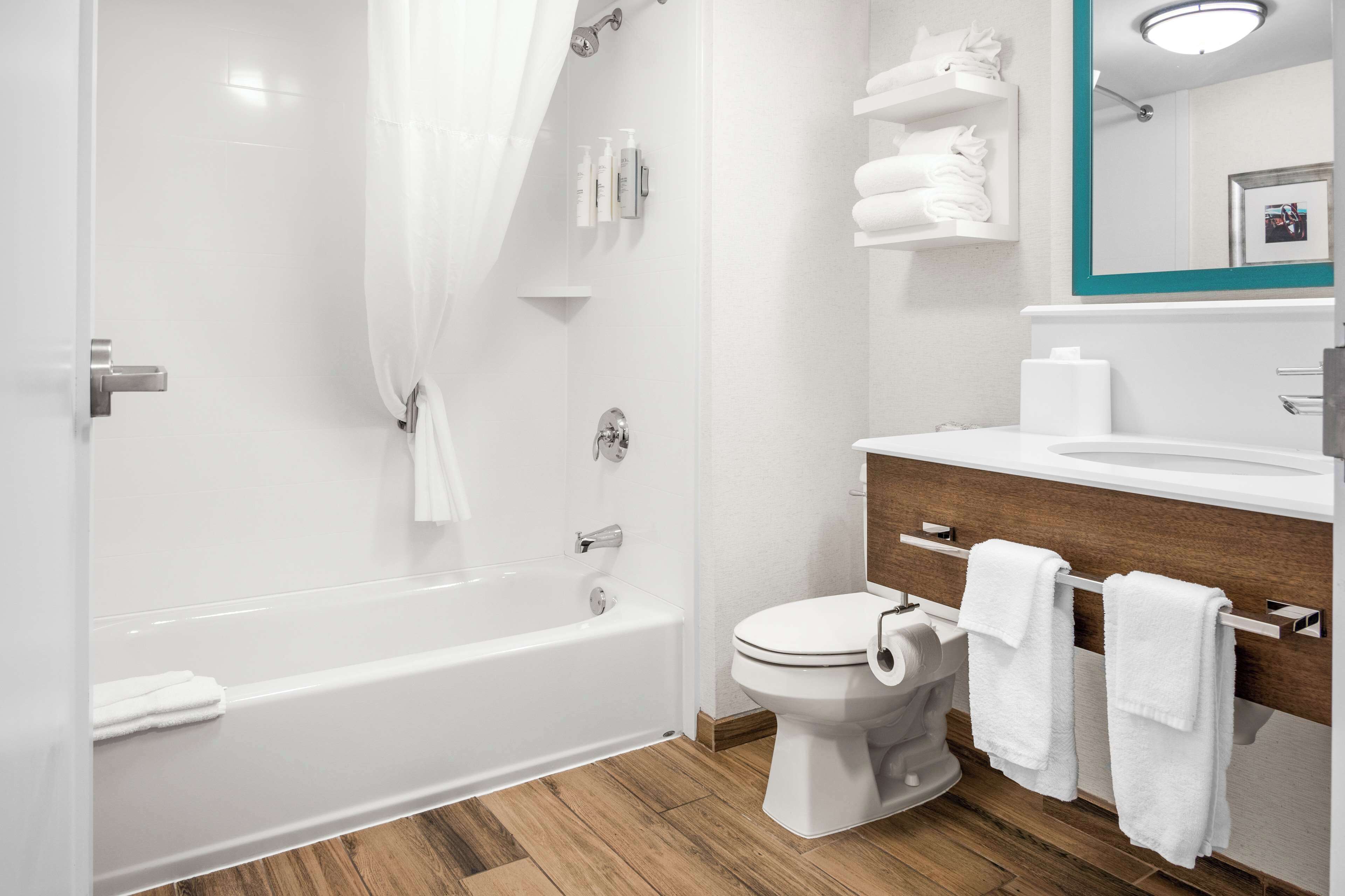 free toiletries, hair dryer, towels