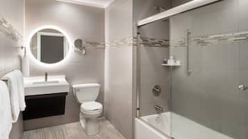 Room, 1 Queen Bed, Accessible, Bathtub (Mobility) | Bathroom | Combined shower/bathtub, hair dryer, towels, soap