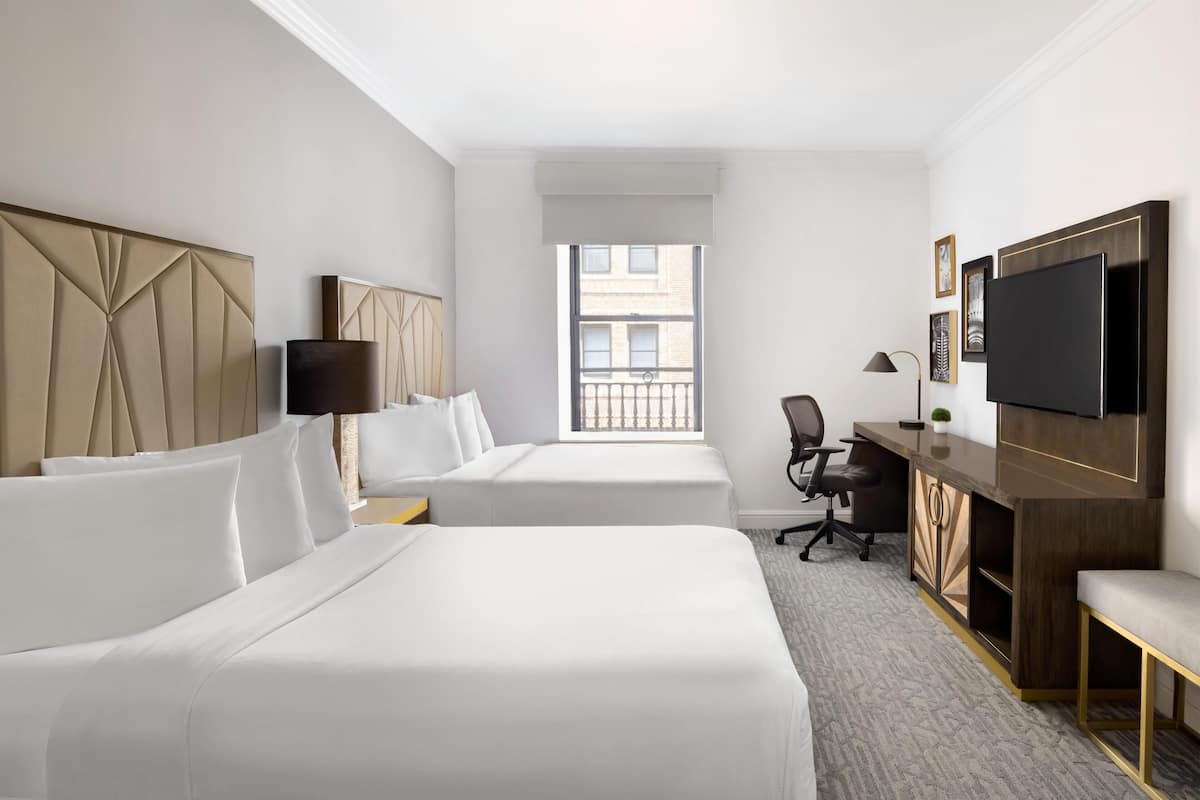 Deluxe Room, 2 Queen Beds | In-room safe, desk, laptop workspace, blackout drapes