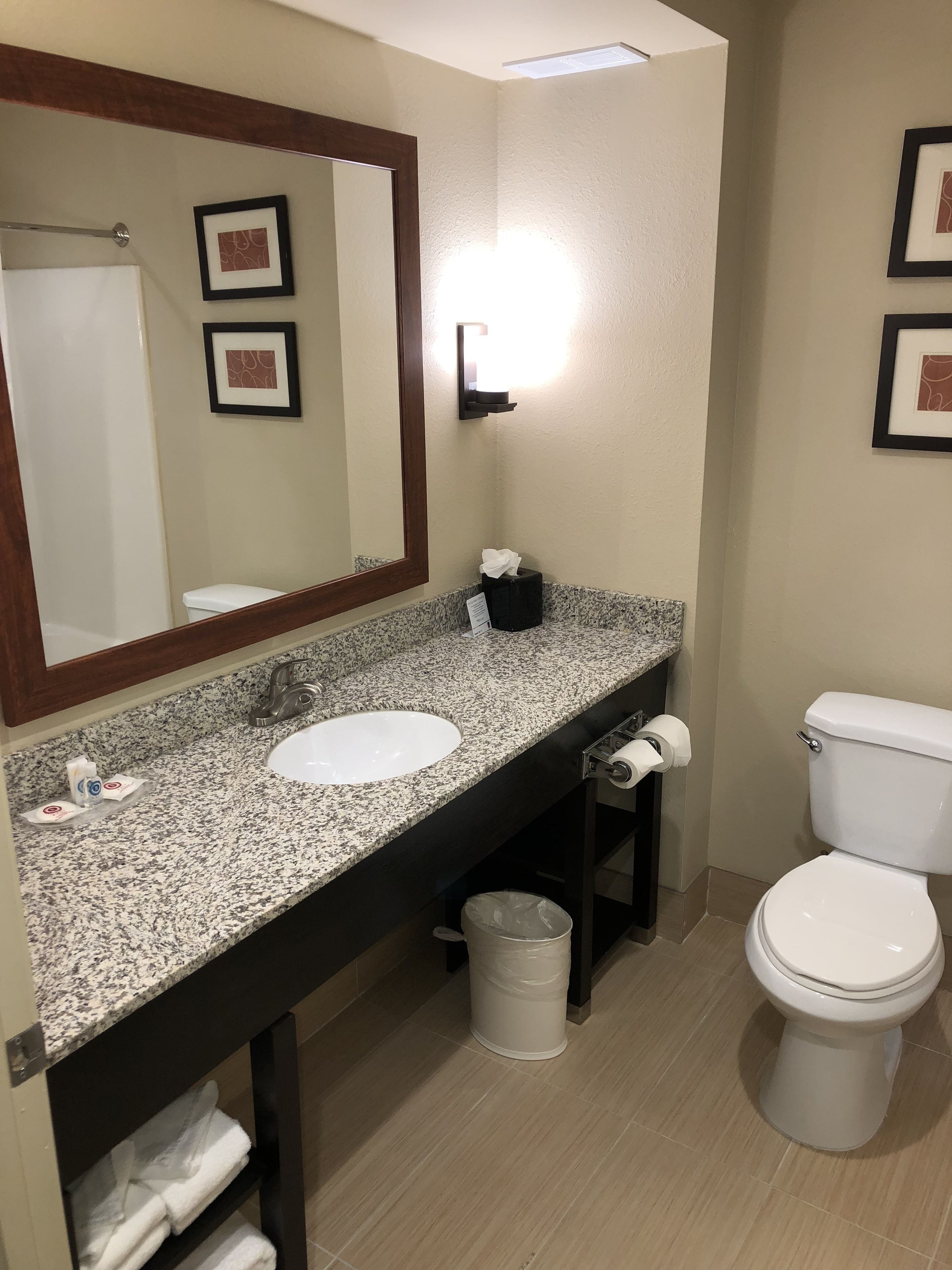 combined shower/bathtub, hair dryer, towels