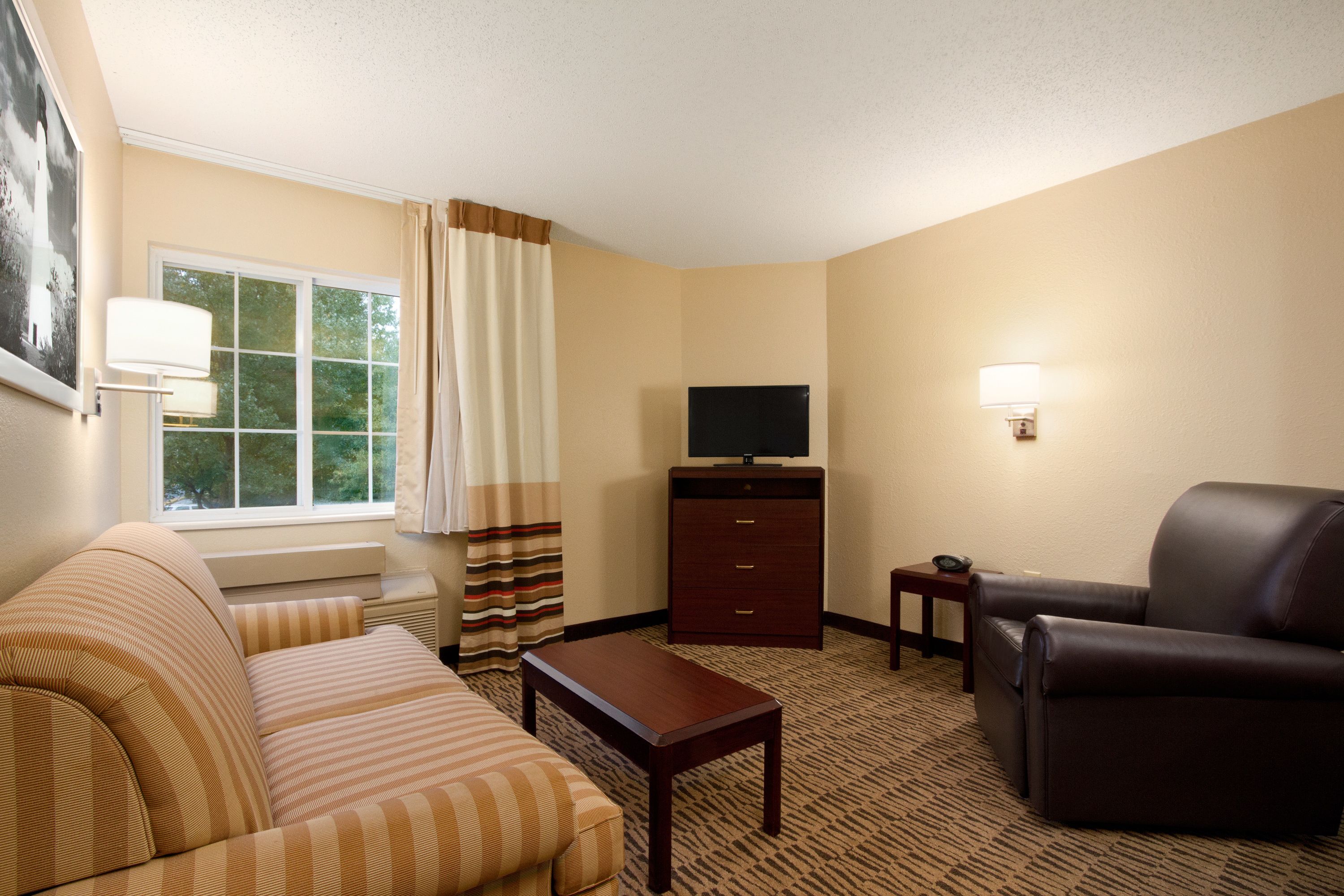 suite, 1 queen bed with sofa bed | living area | 32-inch tv with satellite channels