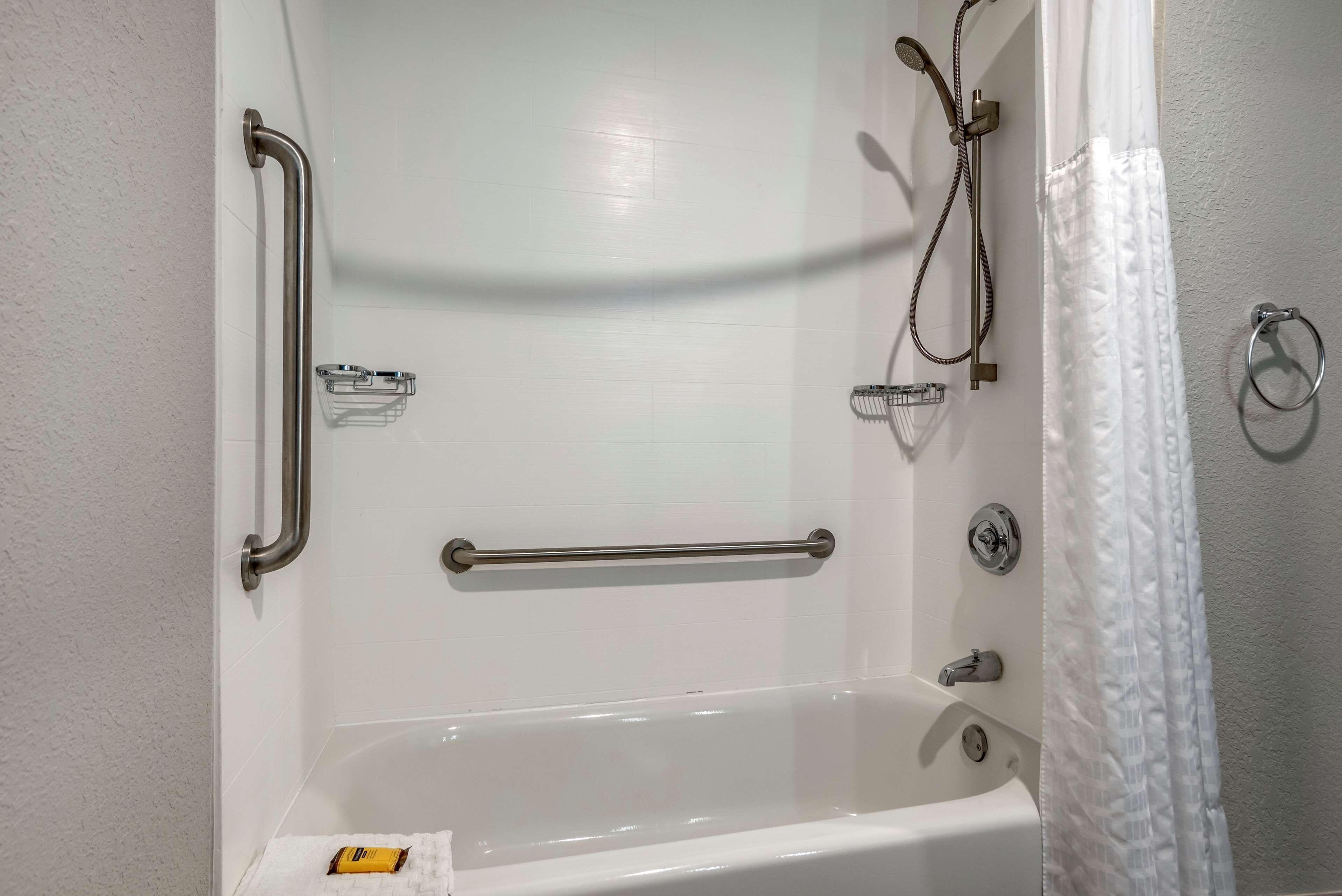 free toiletries, hair dryer, towels, soap