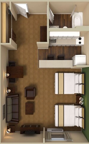 Deluxe Studio, Multiple Beds, Non Smoking | Desk, iron/ironing board, free WiFi, bed sheets