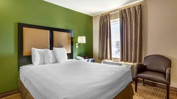 Desk, blackout drapes, iron/ironing board, free WiFi