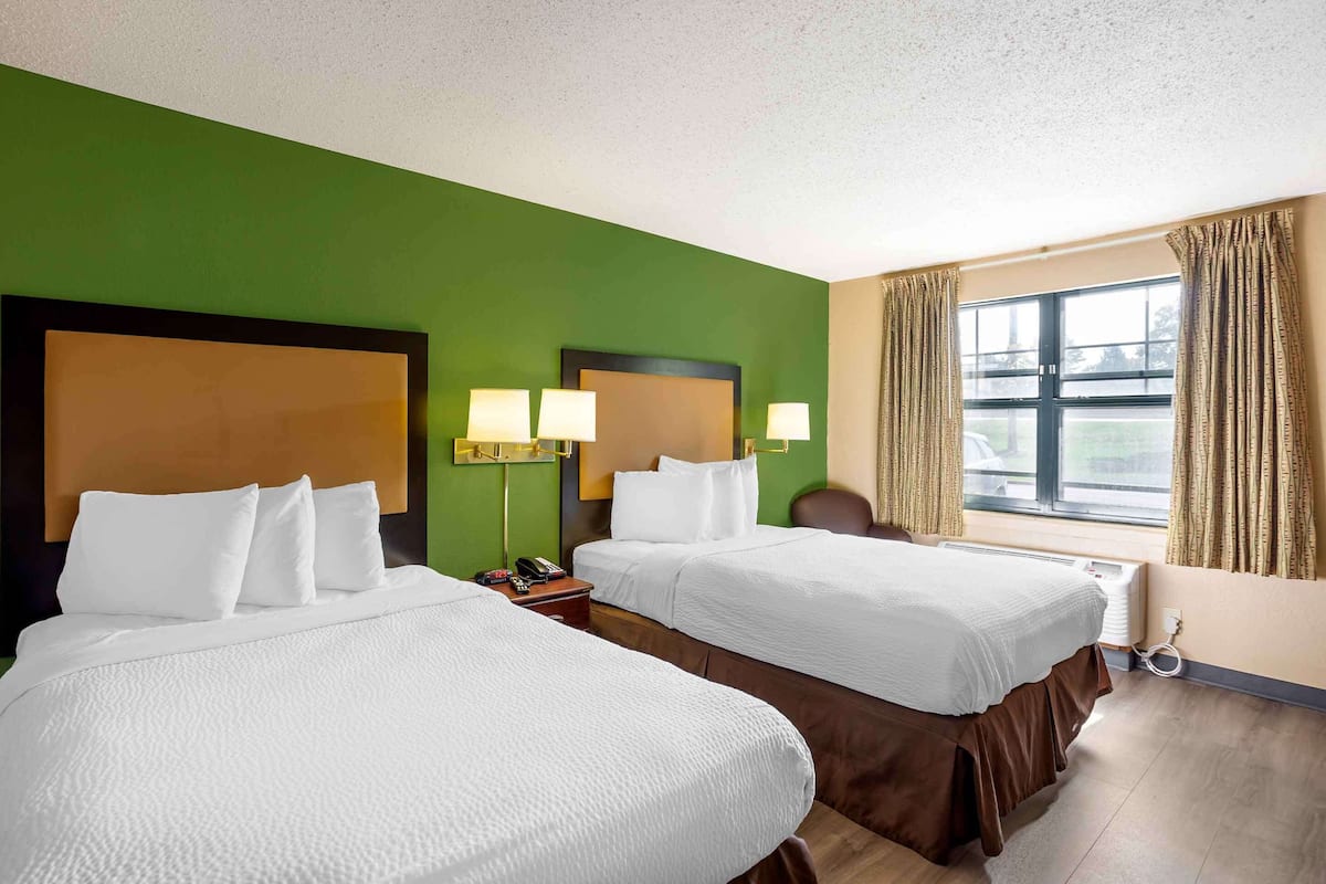 Standard Room, 2 Double Beds, Non Smoking | Desk, blackout curtains, iron/ironing board, free WiFi