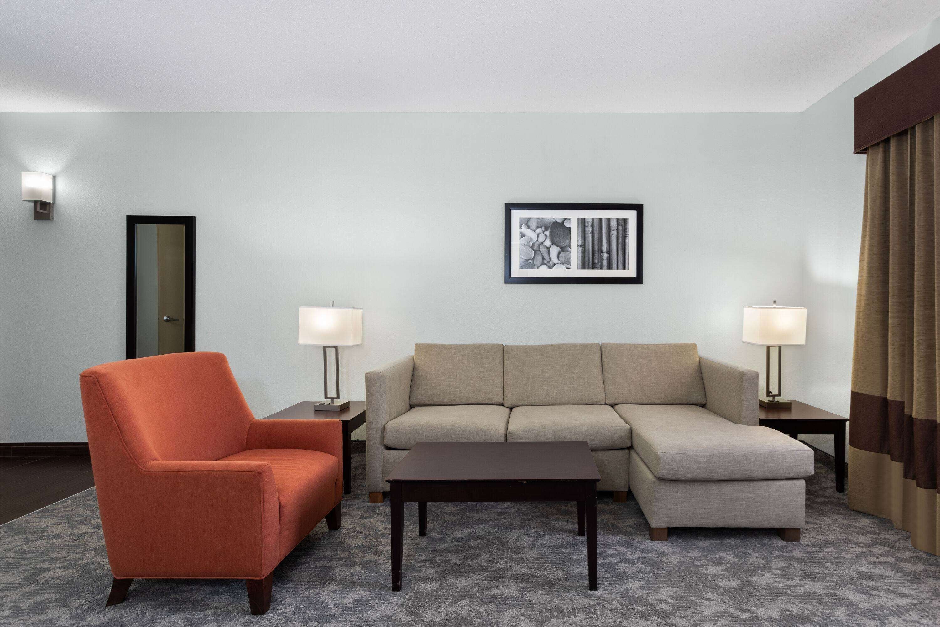 premium bedding, desk, blackout curtains, iron/ironing board