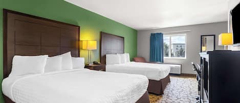 Standard Room, Multiple Beds, Non Smoking, Refrigerator & Microwave | Desk, laptop workspace, blackout curtains, iron/ironing board