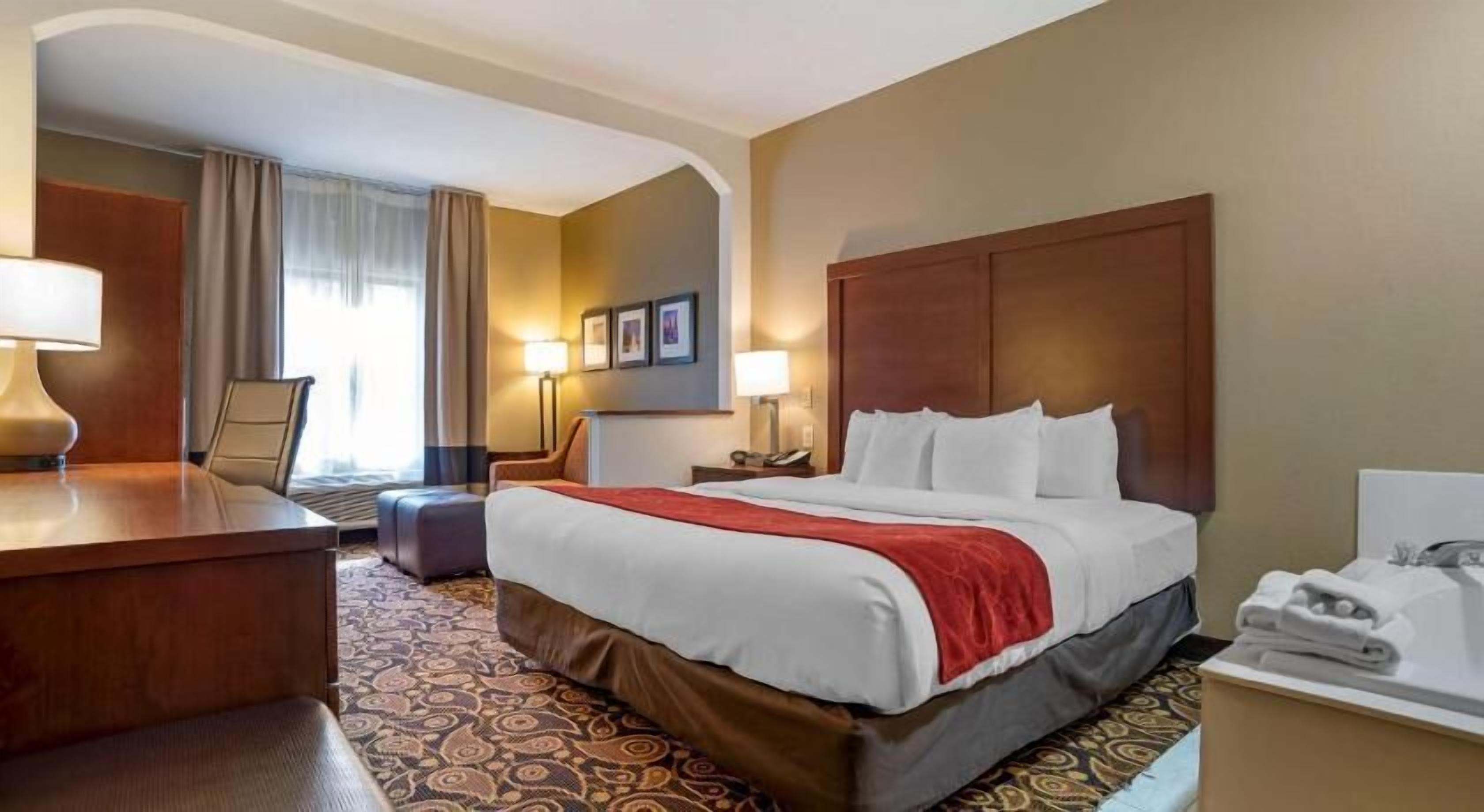 Premium bedding, pillowtop beds, desk, iron/ironing board