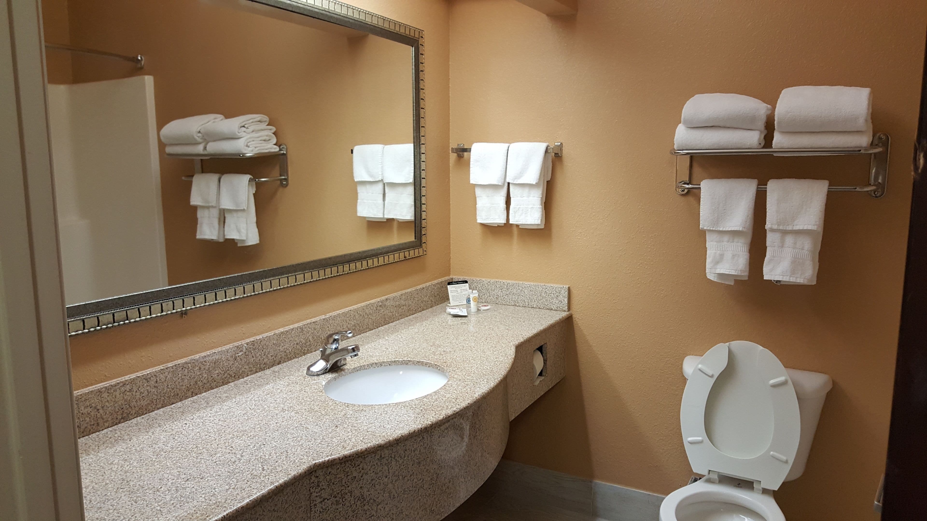 combined shower/bathtub, towels