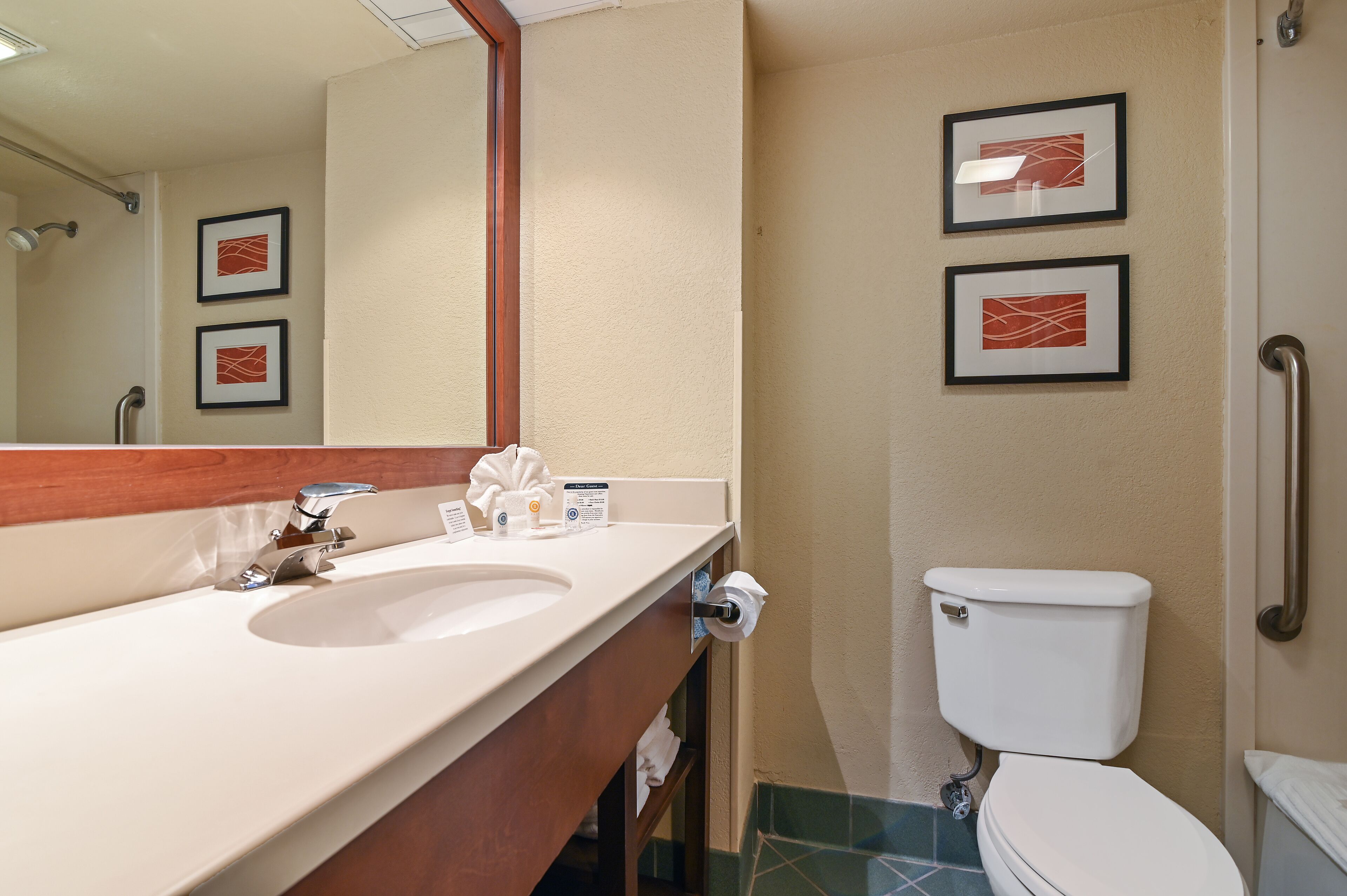 free toiletries, hair dryer, towels, soap