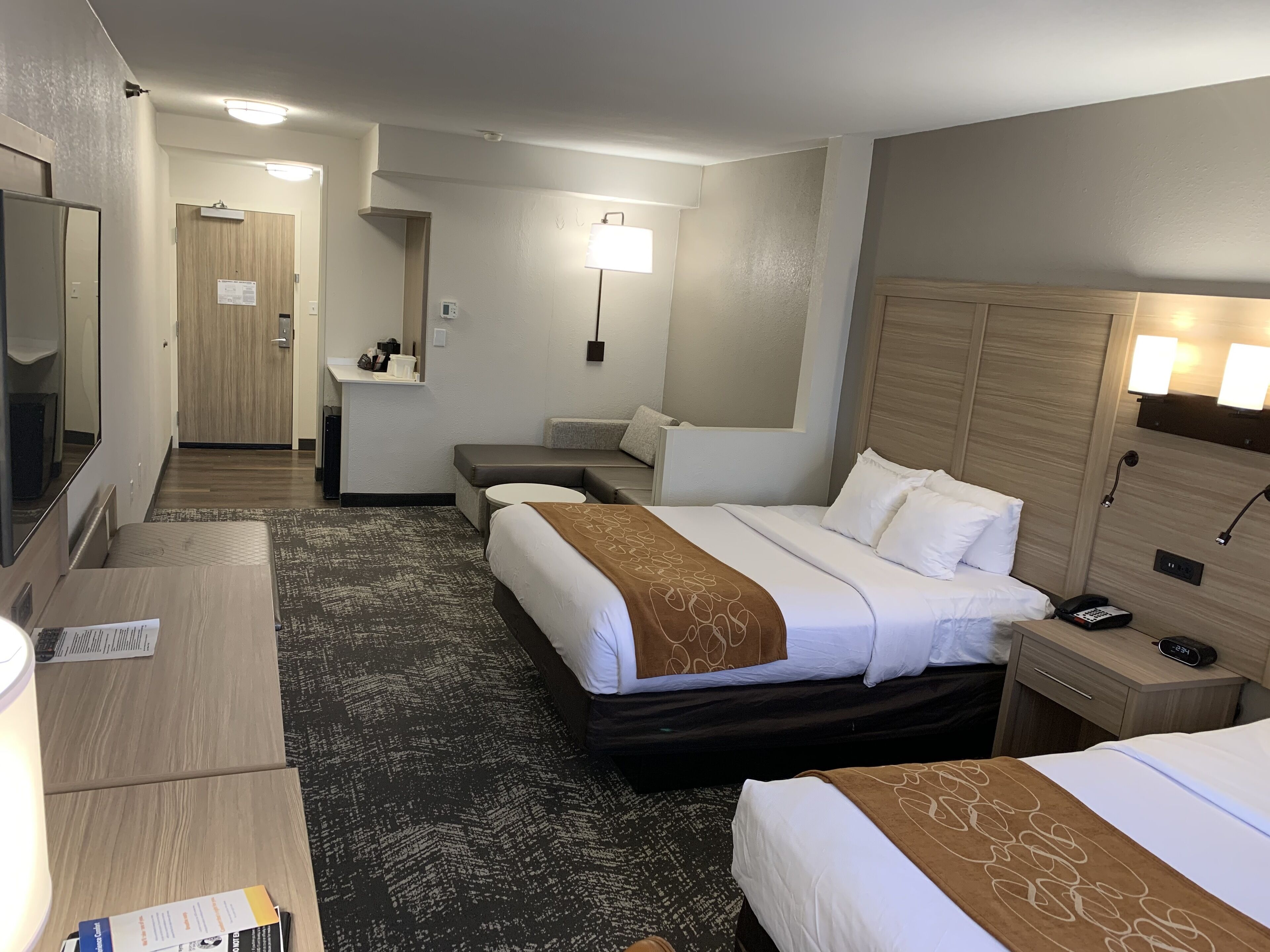 suite, 2 queen beds, non-smoking | desk, blackout curtains, iron/ironing board, free wifi