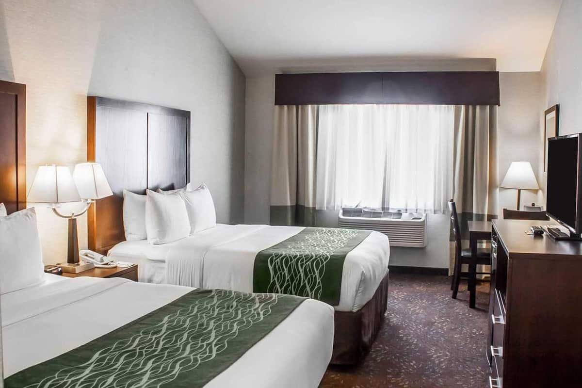 Premium bedding, desk, blackout drapes, iron/ironing board